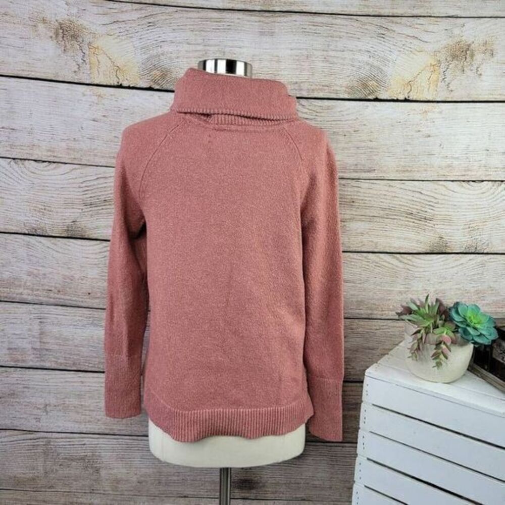 LOFT Ribbed Turtleneck‎ Kangaroo Pocket Pink Pullover Sweater Size Extra Small